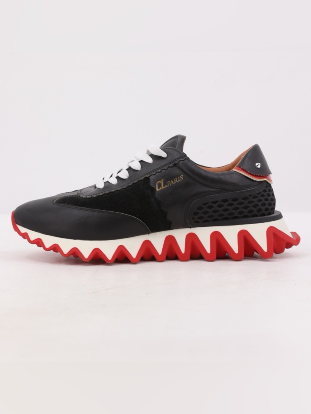 Christian Louboutin Loubishark Sneakers Black, White & Red Men's Zigzag Sole 12 - Picture 11 of 16